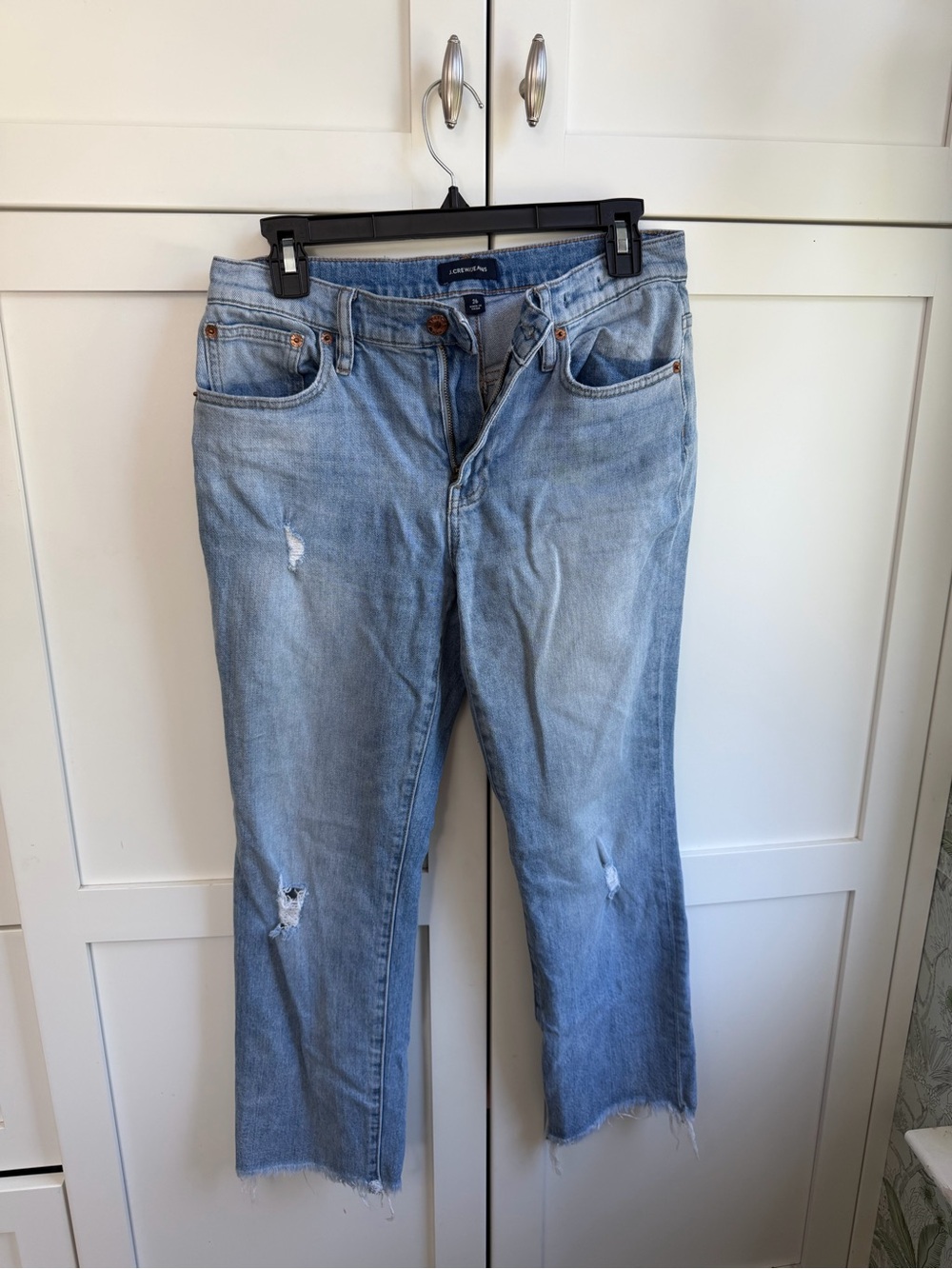 J. Crew Light Wash Distressed Cropped Jeans